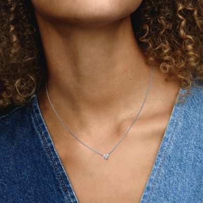 Pandora 393014C01 Collier-Halskette Damen Drei Sterne Herz Zirkonia Silber 45 cm