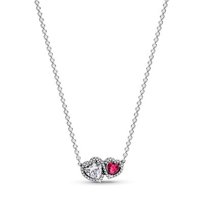 Pandora Halskette-Anhänger Strahlenkranz Zwei Herzen Silber 393632C01