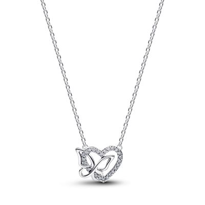 Pandora Halskette-Anhänger Herz und Schmetterling Silber 394477C01
