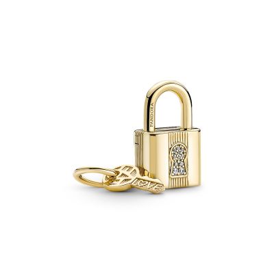 Pandora 760088C01 Charm-Anhänger Damen Vorhängeschloss und Schlüssel Vergoldet