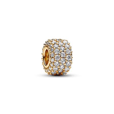 Pandora 762820C01 Charm Damen Funkelndes Dreireihiges Pavé Zirkonia Vergoldet