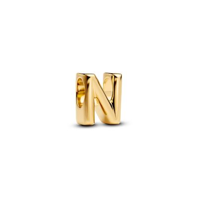 Pandora Charm Damen Buchstabe N Alphabet 14 Karat Vergoldet 763960C00