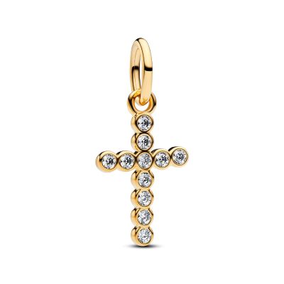 Pandora Charm-Anhänger Kreuz Zirkonia 14 Karat Vergoldet 764063C01