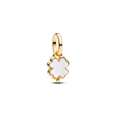 Pandora Me Charm-Anhänger Glückskleeblatt Weiß 14K Vergoldet 764564C01