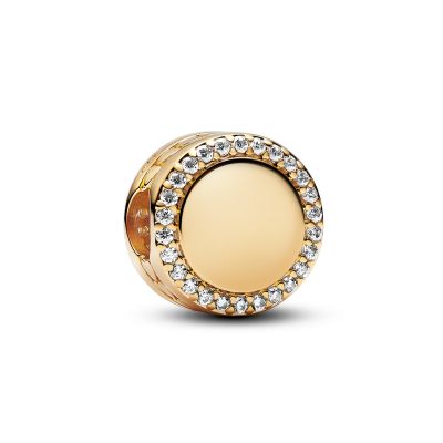 Pandora Charm Gravierbarer Funkelnder Knopf Vergoldet 768747C01
