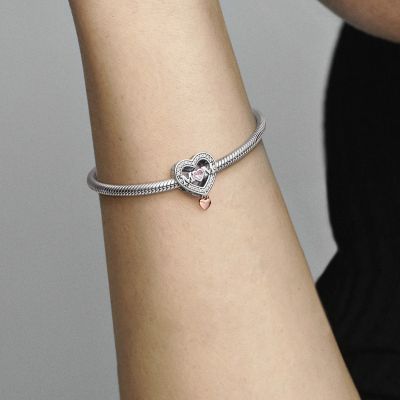 Pandora 782653C01 Charm Damen Offen Gearbeitetes Mum & Herz Silber Rosévergoldet