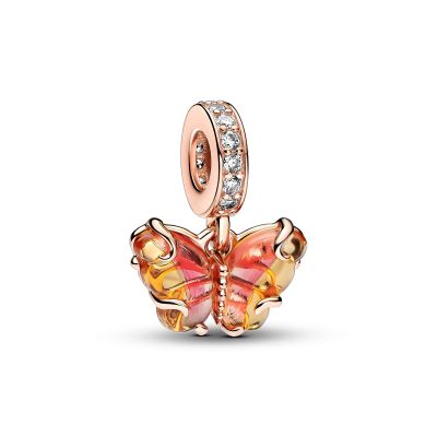 Pandora Charm-Anhänger Schmetterling Murano Gelb Rosé 782698C01