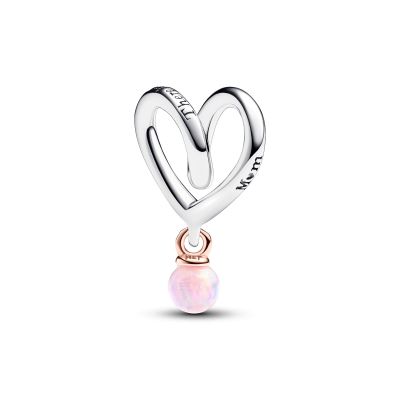 Pandora 783242C01 Charm Damen Eingehülltes Herz Opal Rosa Silber Rosé