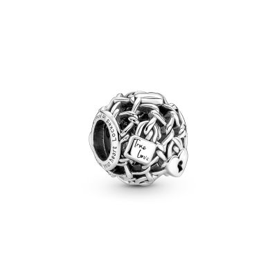 Pandora 790071C00 Charm Offen Gearbeitetes Kettenglieder Vorhängeschloss Silber