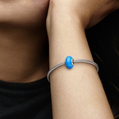 Pandora 791691C02 Charm Damen Schillerndes Tiefblaues Ozean Opal Sterling-Silber