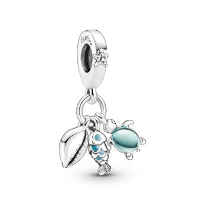 Pandora 791697C01 Charm-Anhänger Damen Fisch Meeresschildkröte Muschel Silber