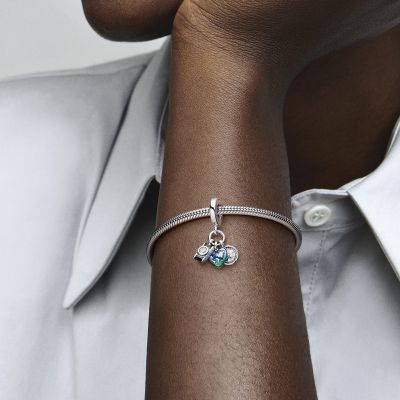 Pandora 792703C01 Charm-Anhänger Damen Kamera Herz & Kompass Sterling-Silber