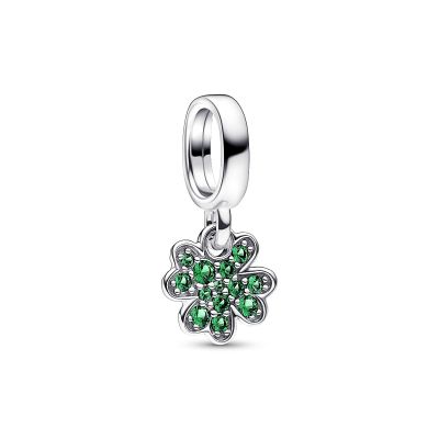 Pandora Charm-Anhänger Vierblättriges Kleeblatt Grün Silber 792751C01