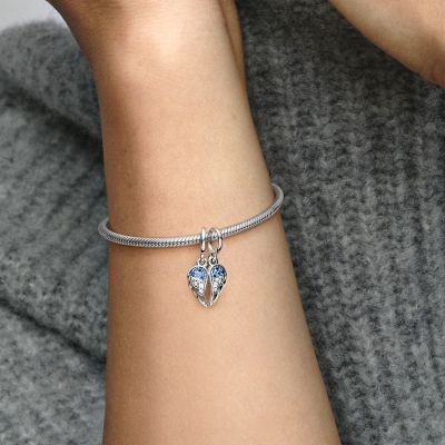 Pandora 792821C01 Charm-Anhänger Funkelnde Teilbarere Engelsflügel Blau Silber