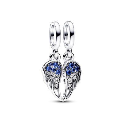 Pandora 792821C01 Charm-Anhänger Funkelnde Teilbarere Engelsflügel Blau Silber