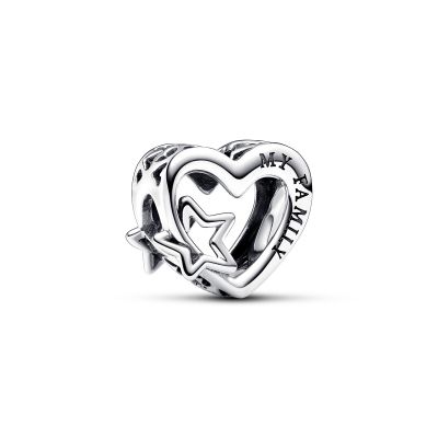 Pandora 792829C00 Charm Offen gearbeitetes Familie Herz & Stern Sterling-Silber