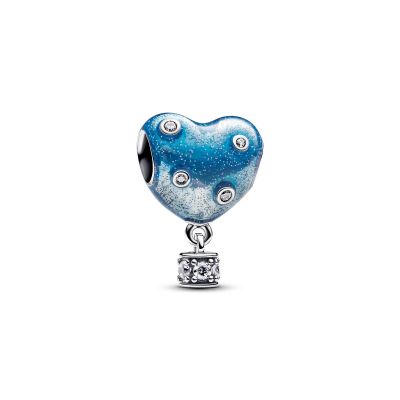 Pandora Charm Damen Heißluftballon Herz Blau Zirkonia Silber 793595C01