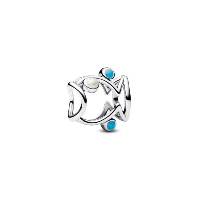 Pandora Charm Damen Offener Fisch Emaille Sterling-Silber 793819C01
