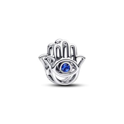 Pandora Charm Hand der Fatima Kristall Blau Sterling-Silber 794062C01