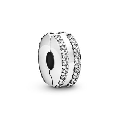 Pandora 798422C01 Charm Clip Zweireihiges Pavé Sterling-Silber
