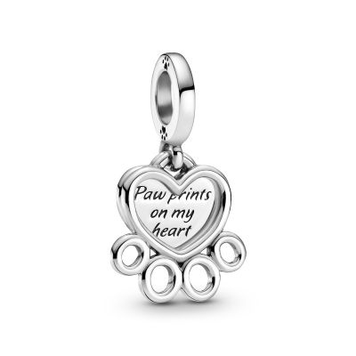 Pandora 799360C00 Charm-Anhänger Damen Herzen Pfotenabdruck Sterling-Silber