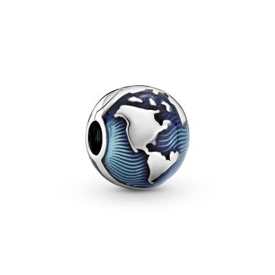 Pandora 799429C01 Clip Charm Damen Blauer Globus Sterling-Silber