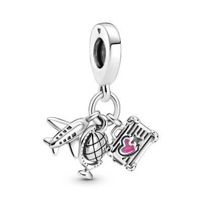 Pandora 799435C01 Charm-Anhänger Damen Flugzeug Globus Koffer Sterling-Silber
