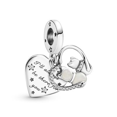 Pandora 799546C01 Charm-Anhänger Damen Katzen und Herz Sterling-Silber