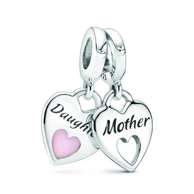Pandora 799187C01 Charm-Anhänger Doppeltes Herz Mutter-Tochter Silber