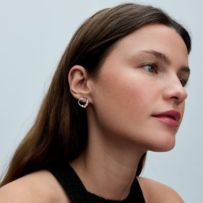 Pandora Essence Ohrstecker Süßwasserzuchtperlen Kreis Silber 293276C01