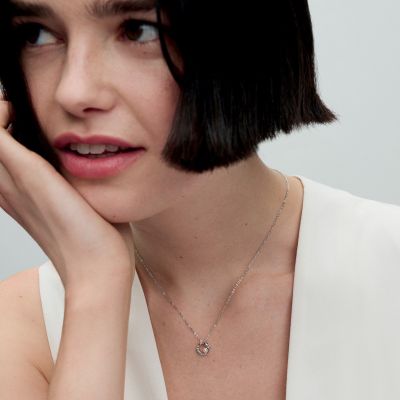 Pandora Essence Kette mit Anhänger Pavé Kreis Silber 45 cm 393303C01