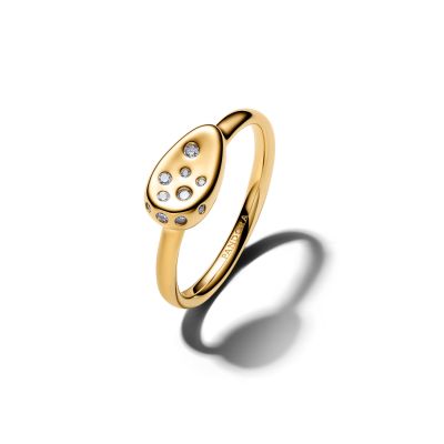 Pandora Essence Ring Oval Steinbesetzt 14K Vergoldet 164672C01 Gr. 54