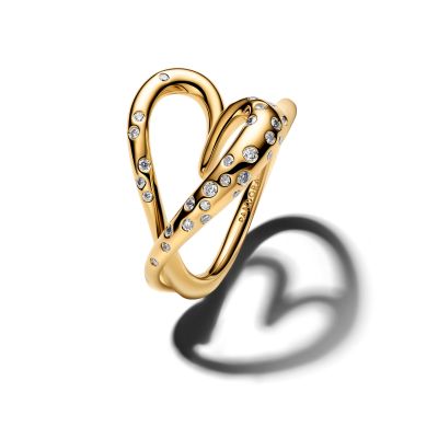 Pandora Essence Ring Herz Steinbesetzt 14K Vergoldet 164675C01