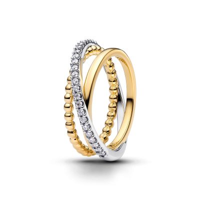 Pandora Ring Dreifaches Band Gekreuzt 14K Vergoldet 164826C01