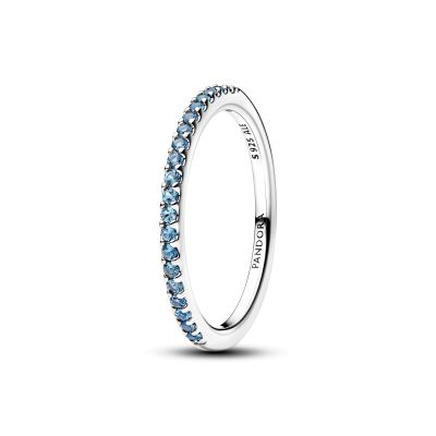 Pandora Ring Aquamarinblau Halb-Ewigkeits-Band Silber 192999C03