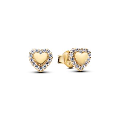 Pandora Ohrstecker Herz Strahlenkranz 14 Karat Vergoldet 264363C01