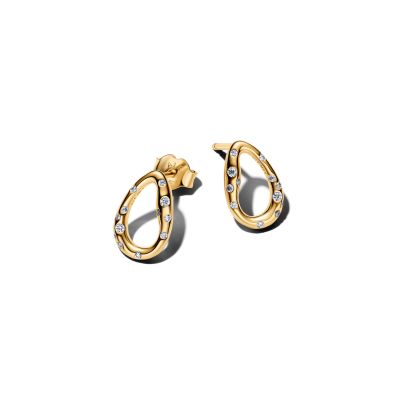 Pandora Essence Ohrstecker Steinbesetzte Ovale 14K Vergoldet 264659C01