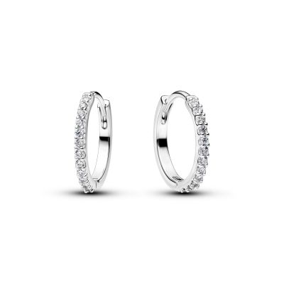 Pandora Ohrringe Damen Mini-Creolen Zirkonia Sterling-Silber 294649C01