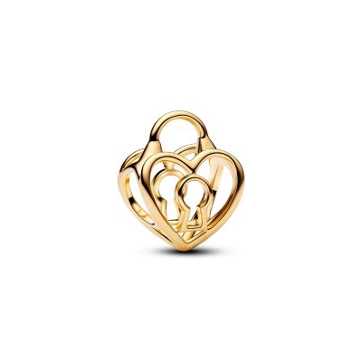 Pandora Charm Herz Vorhängeschloss 14 Karat Vergoldet 764358C00