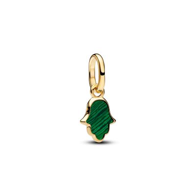 Pandora Me Charm-Anhänger Hand der Fatima Grün 14K Vergoldet 764612C01