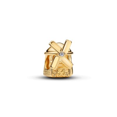 Pandora Charm Damen Windmühle Zirkonia 14 Karat Vergoldet 764631C01