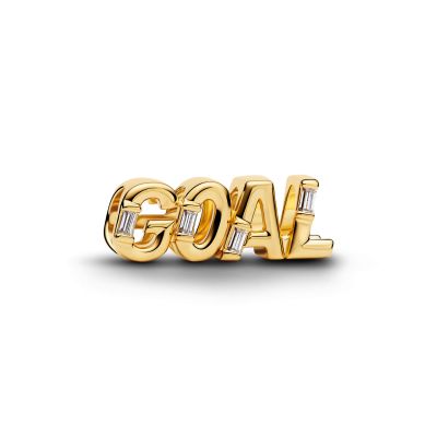 Pandora Charm Schriftzug Goal Zirkonia 14 Karat Vergoldet 764709C01