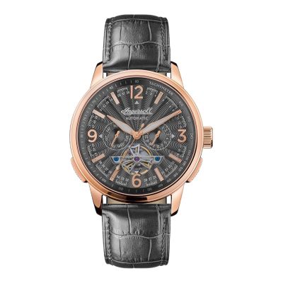 Ingersoll I00302B Herren-Uhr The Regent Analog Automatik Leder-Band Ø 47 mm