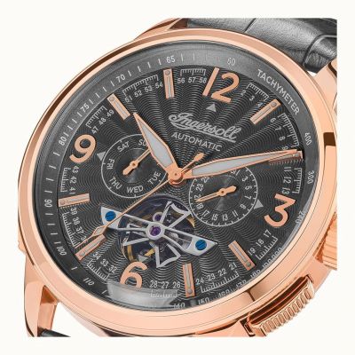 Ingersoll I00302B Herren-Uhr The Regent Analog Automatik Leder-Band Ø 47 mm