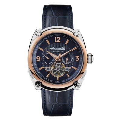 Ingersoll I01101B Herren-Uhr The Michigan Analog Automatik Leder-Armband Ø 45 mm