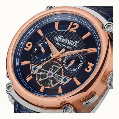 Ingersoll I01101B Herren-Uhr The Michigan Analog Automatik Leder-Armband Ø 45 mm