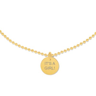Beka & Bell 5014 Halskette-Anhänger It`s a Girl! Geburt Silber Gold 42 cm