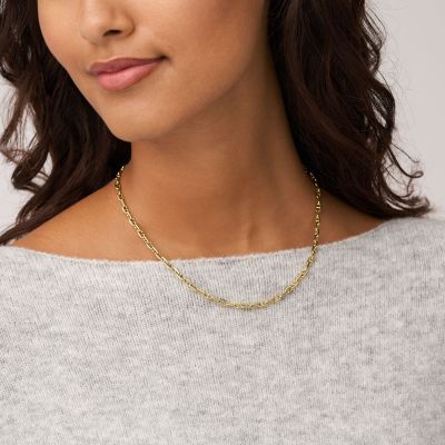 Fossil Ankerkette Damen Heritage D-Link Metall Goldfarben JA7209710