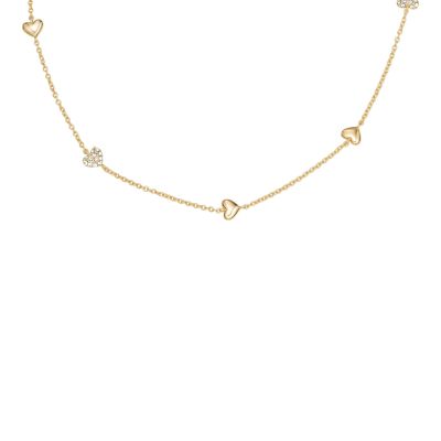 Fossil Halskette Damen Sutton Heartbeat Metall Gold-Ton JA7298710