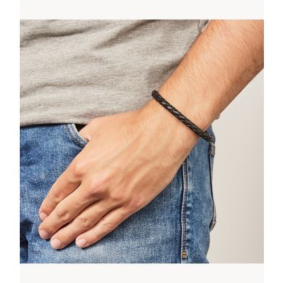 Fossil JF00510797 Armband Herren Vintage Casual Leder Schwarz 